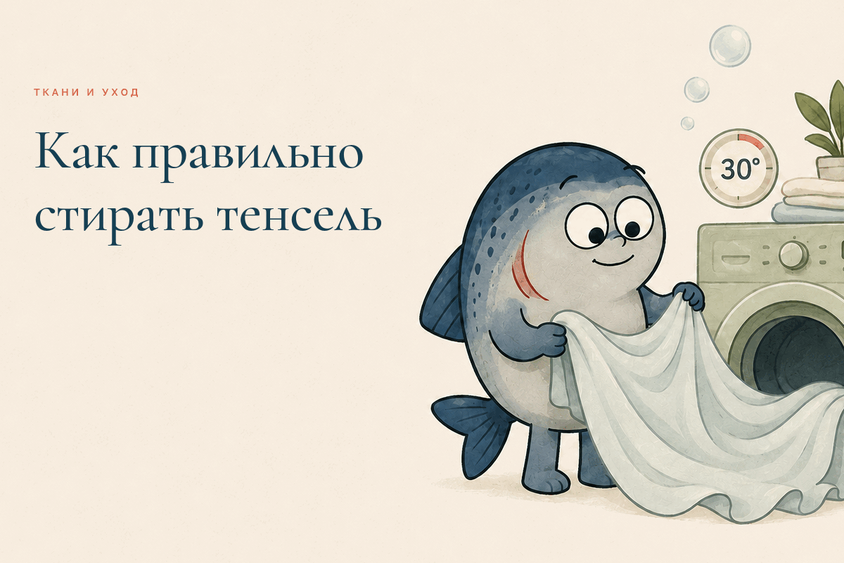 Маскот Coho бережно готовит бельё из тенселя к стирке при 30 градусах