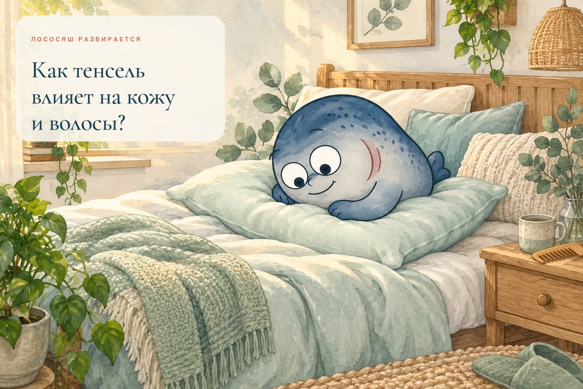Маскот Coho отдыхает на гладкой наволочке из тенселя