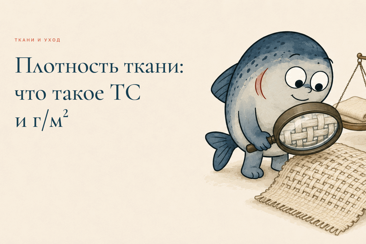 Маскот Coho изучает плотность и переплетение нитей через лупу