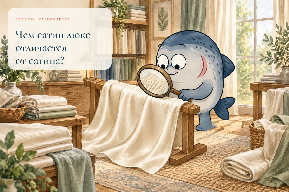 Маскот Coho рассматривает блеск и плетение ткани сатин люкс